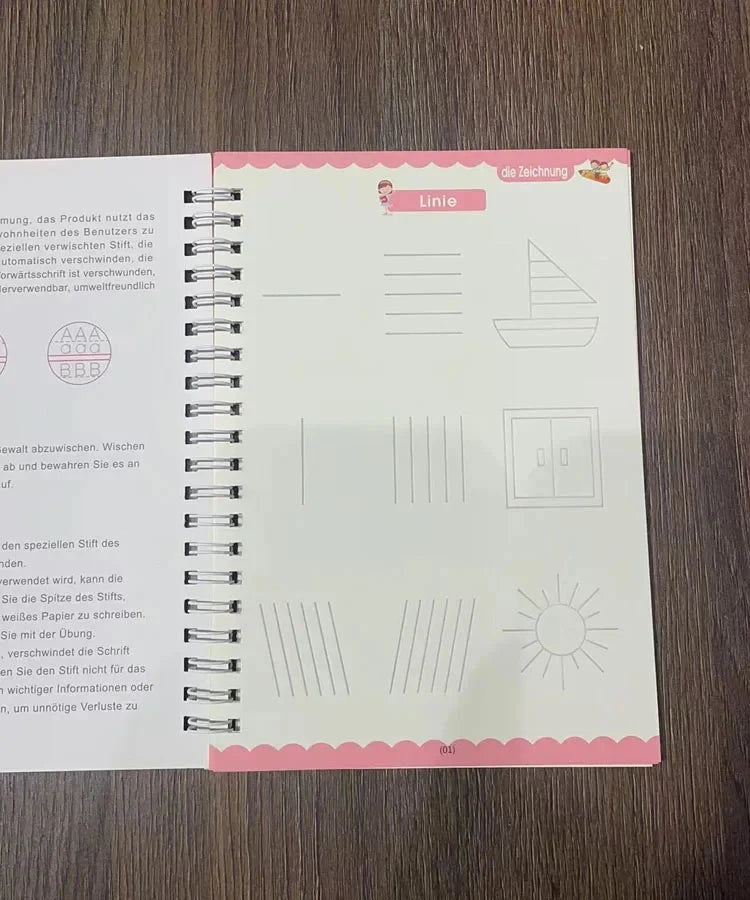 4 Books Montessori SANK English Magic Copybook Reusable Writing Practice 3D Calligraphy Book Wipe-free Education Books Good Vibrations