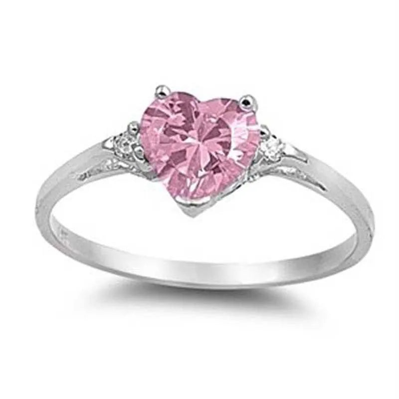 Pink Cubic Zirconia Ring Suitable for Women's Engagement Wedding Luxury Accessories Sparkling Silver Fashion Jewelry Good Vibrations