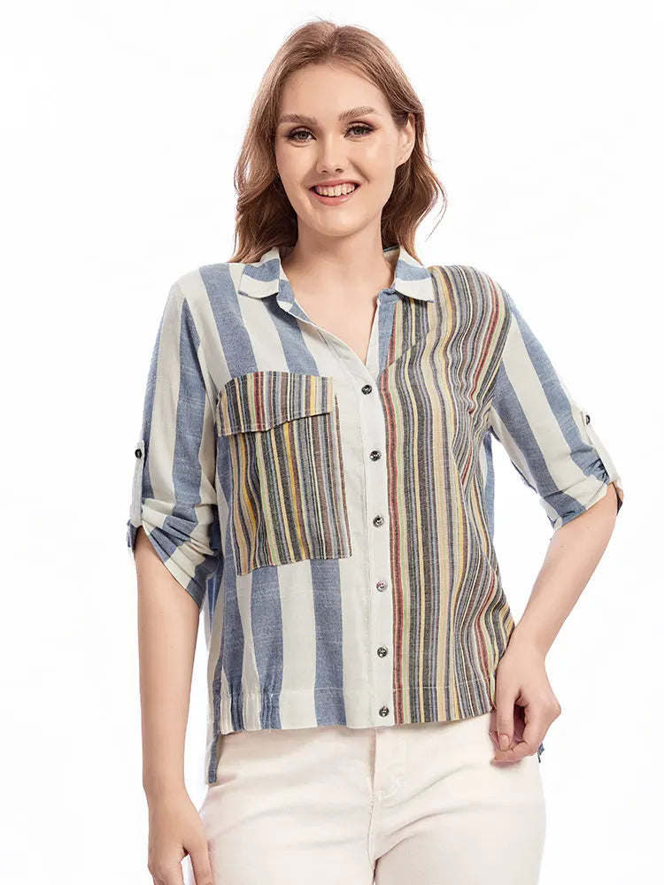 Womens plus size woven lapel shirt belongs to the category of womens clothing Good Vibrations