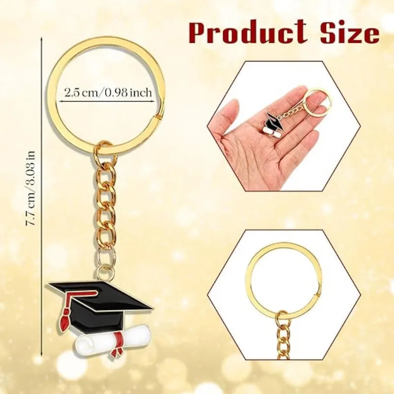 20 Graduation Gifts: Graduation Cap-shaped "Happy Graduation" Keychains. Metal material, suitable for graduation/school return g Good Vibrations