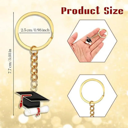 20 Graduation Gifts: Graduation Cap-shaped "Happy Graduation" Keychains. Metal material, suitable for graduation/school return g Good Vibrations