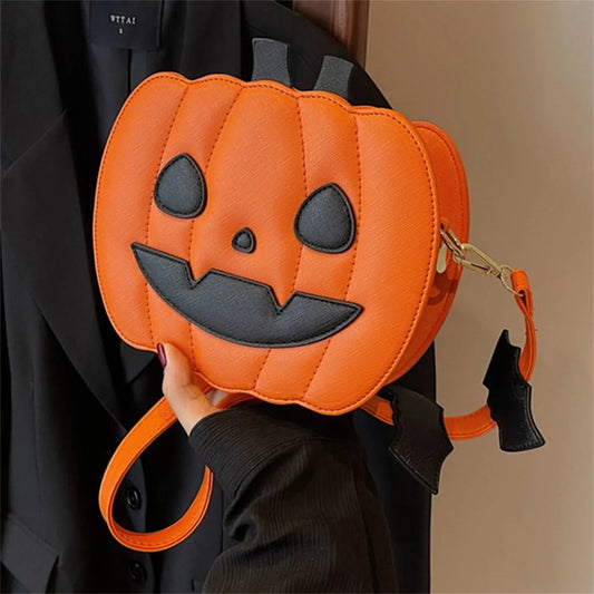 Halloween Pumpkin Shoulder Bag Women Novelty Purse PU Leather Female Daily handbag Halloween cute Candy Bags for Children Good Vibrations