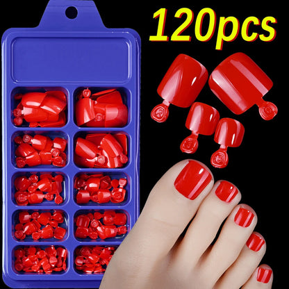 120Pcs French Short Square Artificial Press On Toenails Nude Pink Full Cover False Toe Nails Fake Toe Nail Extension For Women Good Vibrations