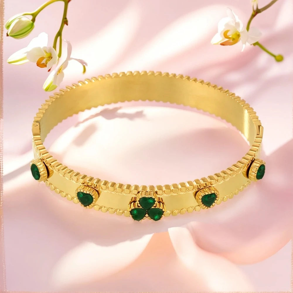 Women's Bracelet Gear Buckle Inlaid with Love Zircon Stainless Steel Fashion Versatile Jewelry Accessories Good Vibrations