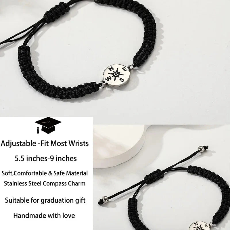 Graduation Gifts for Her Him Adjustable Compass Bracelet Class of 2025 Graduation Gifts for Women Men graduation bracelets Good Vibrations Adult Super Store