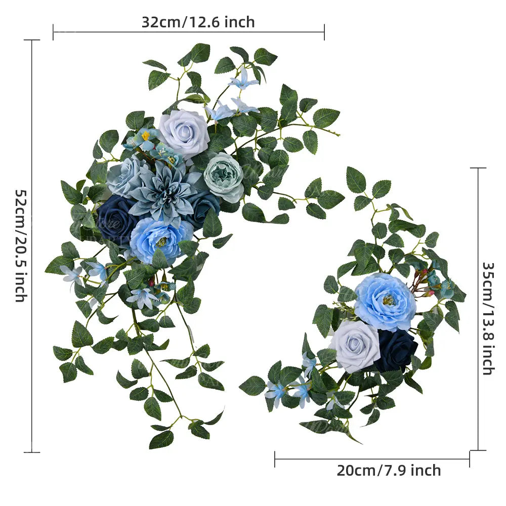 2pcs Wedding Arch Flowers Artificial Flowers Floral Garland for Bridal Shower Ceremony Welcome Sign Backdrop Stand Decorations Good Vibrations