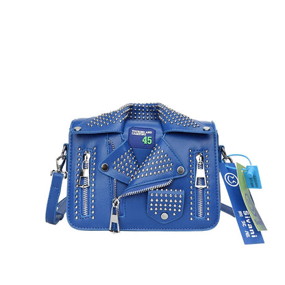 Fashion Jacket Shoulder Bags for Women Hip Hop Studded Crossbody  Bag New Purses and Handbags Luxury Square Bag Designer Satchel Good Vibrations