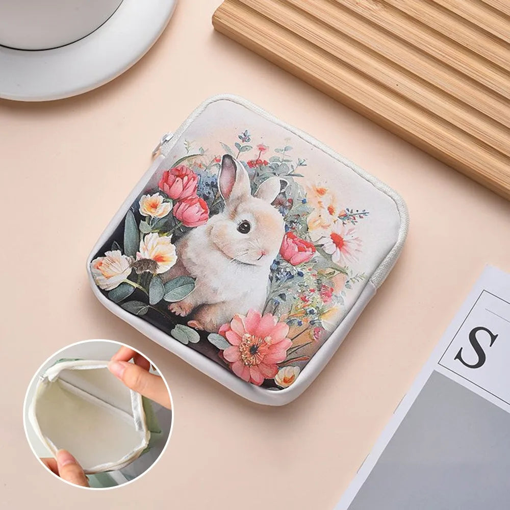 Cute PU Sanitary Pads Bag Large Capacity Multipurpose Coin Purse Cosmetic Bag Good Vibrations