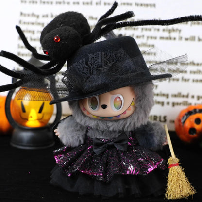 17cm Dolls Clothing For Labubu Outfit Accessories Sitting Party Halloween Trick-Or-Treat Series Devil Angel Purple Dress Good Vibrations