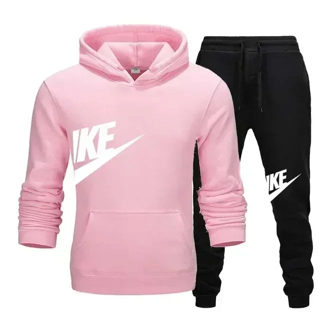 A new autumn and winter men's casual sportswear set of 2-piece hooded sweatshirt and long pants for outdoor fashionable jogging Good Vibrations