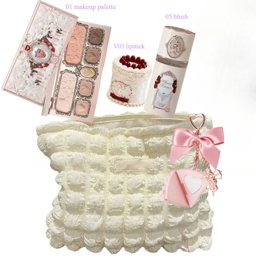 Makeup Set Flower Knows Swan Ballet Series Six Color Eyeshadow Palette Embossed Blusher Shine Lipstick Kit Maquiagem With Bag Good Vibrations