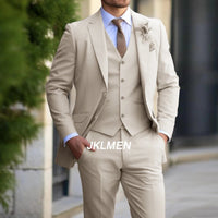 Classic Men Suit 3 Pieces Fashion Slim Fit Blazer Vest Pants Set Formal Business Wedding Tuxedos for Men Casual Clothing Good Vibrations