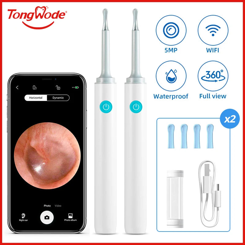Wireless Visual Ear Endoscope Spoon Safe Silicone Earpick 5MP Camera Ear Wax Remover Luminous Otoscope 3.9mm Ear Cleaning Tools Good Vibrations
