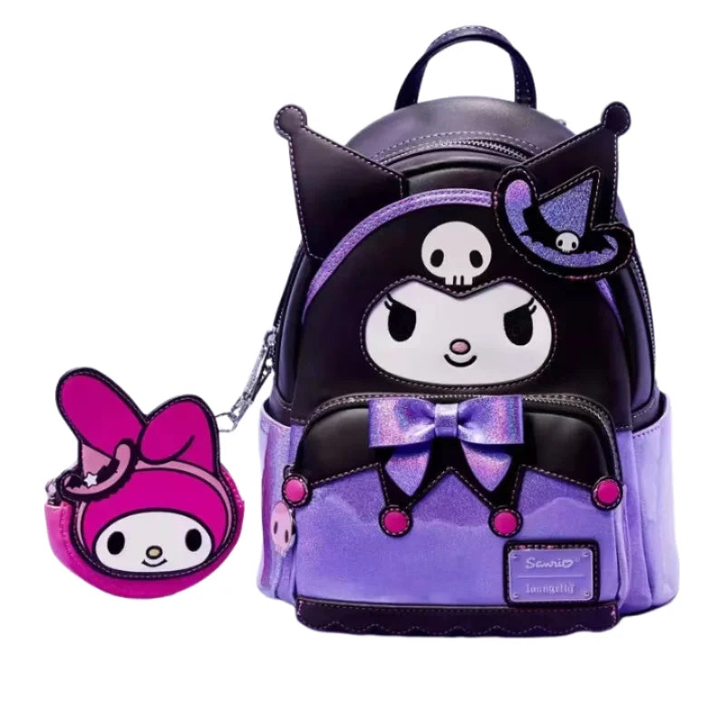 Sanrio Series Purple Kuromi My Melody Backpack Creative Backpack Storage Stationery Leather Mini Student Backpack Christmas Gift Good Vibrations