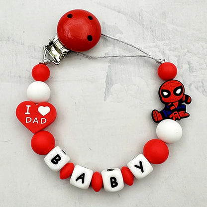 Personalized English Letters Baby Silicone Cartoon Disne Pacifier Clips Chains Holder Teether Pendants Teething Kawaii Baby Gift Good Vibrations