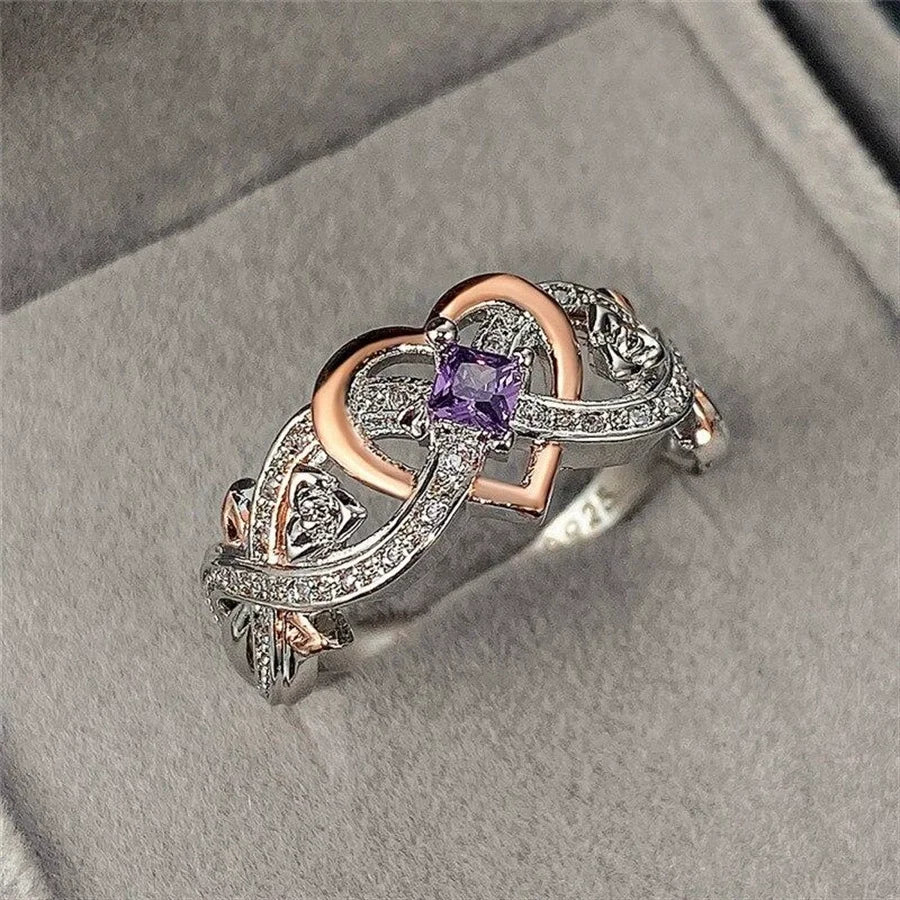 Creative Women's Heart Rings with Romantic Rose Flower Design Wedding Engagement Love Rings Hot Sale Aesthetic Jewelry Good Vibrations
