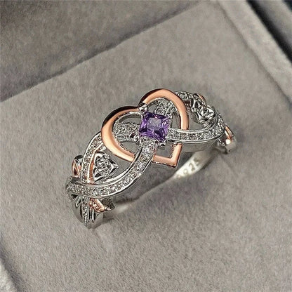Creative Women's Heart Rings with Romantic Rose Flower Design Wedding Engagement Love Rings Hot Sale Aesthetic Jewelry Good Vibrations