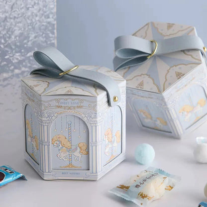 Gift Distribution Box,Carousel Horses,Candy Box Packaging for Baby Shower,Wedding, Birthday,Happy Circus Theme Party Decoration Good Vibrations