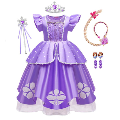 Girls Sofia Princess Dress Birthday Party Costume Kids Summer Purple Sophia Vestido Baby Halloween Cosplay Luxury Gown Good Vibrations