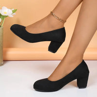 Shallow Women High Heels Shoes Retro Mid Heels Pumps Fashion Trend Autumn Designer Shoes Walking Dress Shoes Zapatos De Mujer Good Vibrations