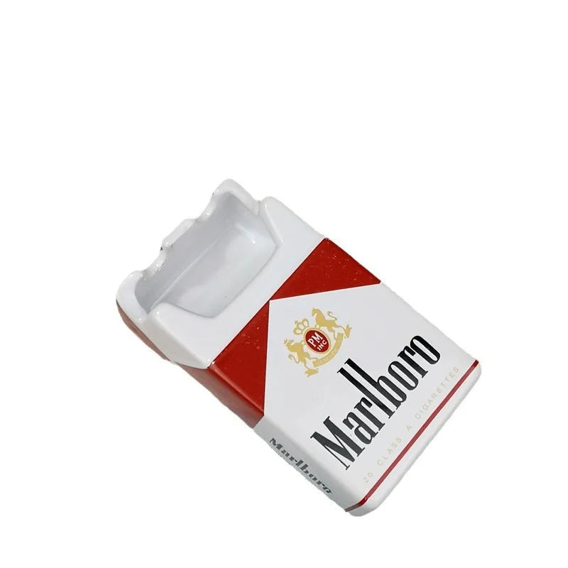 New Style European Cartoon Marlboro Cigarette Box Creative Ceramic Ashtray Household Trend Retro Personality Small Smoke Tray Good Vibrations