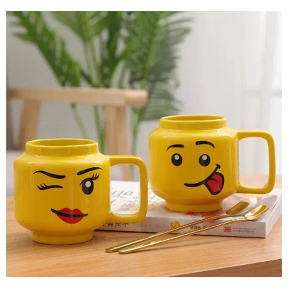 Party Favor Gifts Cute Cartoon Mug for Coffee Milk Tea Ceramic Cup Drinkware with Creative Impish Expression Pattern Good Vibrations