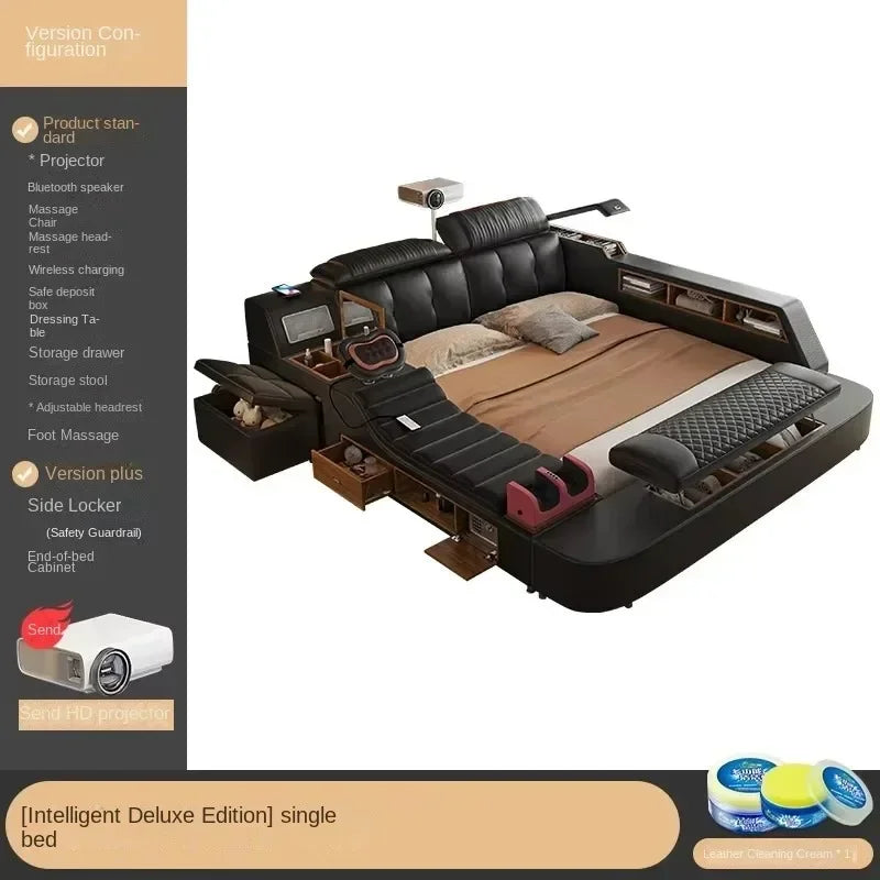 Modern Double Bed Girls Design Smart Bedroom Queen King Size Bed Beauty Sleeping Princess Leather Cama Lounge Suite Furniture Good Vibrations