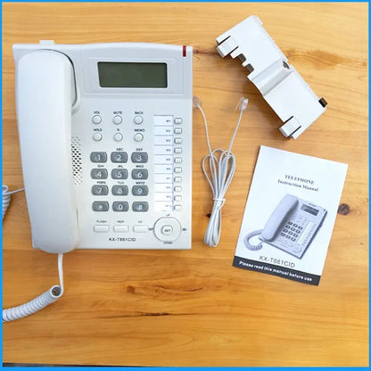 Desktop Corded Telephone, Wired Landline Phone for Home/Hotel/Office, Handsfree, with Blue Backlit, Caller ID, in English Good Vibrations