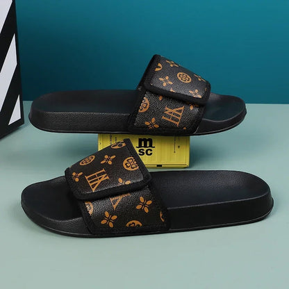 Men's Genuine Leather Sandals Comfortable Man Sandal House Slippers Man Summer Shoes Sale Genuine Mens Slipper Flip Flop Slides Good Vibrations