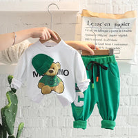 Baby Clothes 2025 New Children's Little Bear Long Sleeve Set Boys and Girls' Letter Sweater Pants Two Piece Set Simple Sportswea Good Vibrations