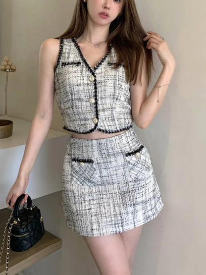 2025 summer Two Piece Set For Women tank Short Sets skirt Casual 2 piece sets women outfit conjuntos cortos ensembles courts Good Vibrations