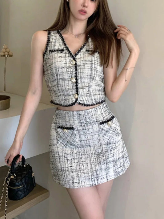 2025 summer Two Piece Set For Women tank Short Sets skirt Casual 2 piece sets women outfit conjuntos cortos ensembles courts Good Vibrations