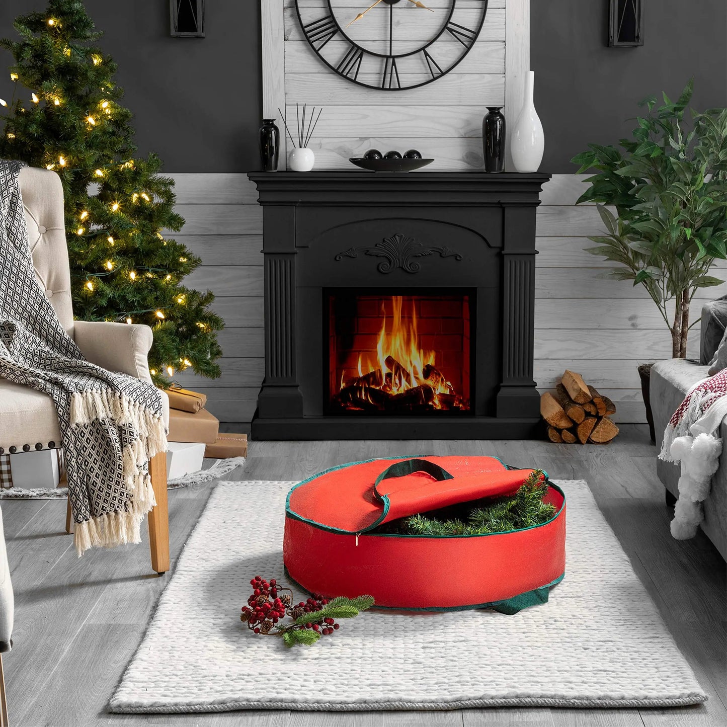 Durable Foldable Christmas Wreath Storage Bags Waterproof Dustproof Round Decoration Storage Bag with Handles Storage Bag Good Vibrations
