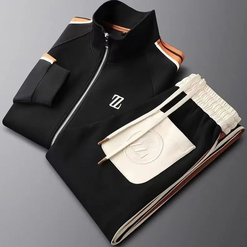Spring Autumn Fashion Embroidered LOGO Men's Sports and Leisure  Jacket Pants 2-pc Set Youth Street Party Brand Men Sets Good Vibrations