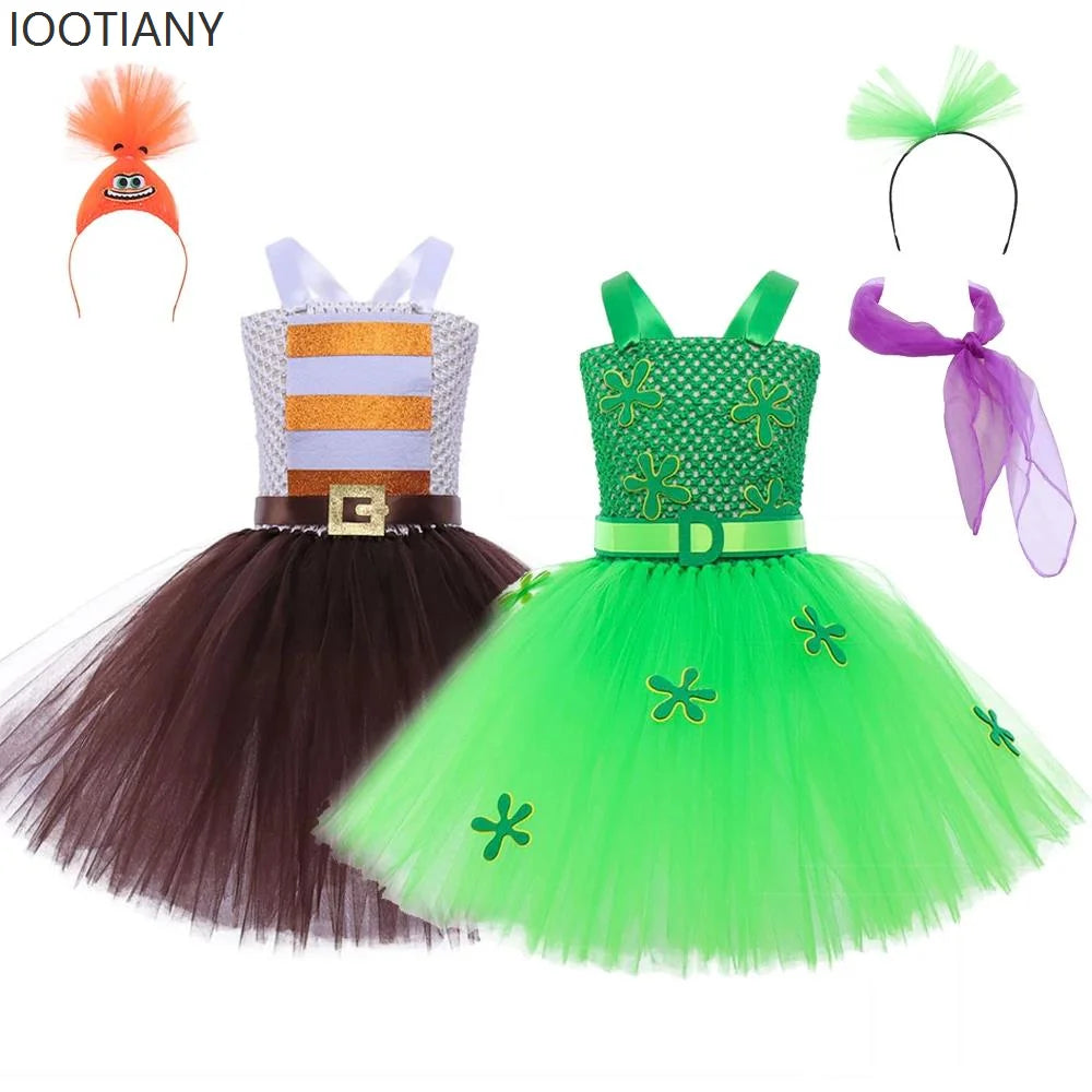 Anime Movie Disgust Anxiety Character Full Set Children Girl Sweet Cute Dress Halloween Carnival Party Stage Performance Costume Good Vibrations
