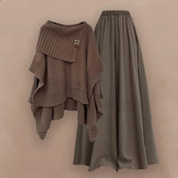 Autumn Set Women 2025 New Sweet and Fashionable Versatile Knitted Sweater Loose Slimming Half Body Skirt Pants Two-piece Set Good Vibrations