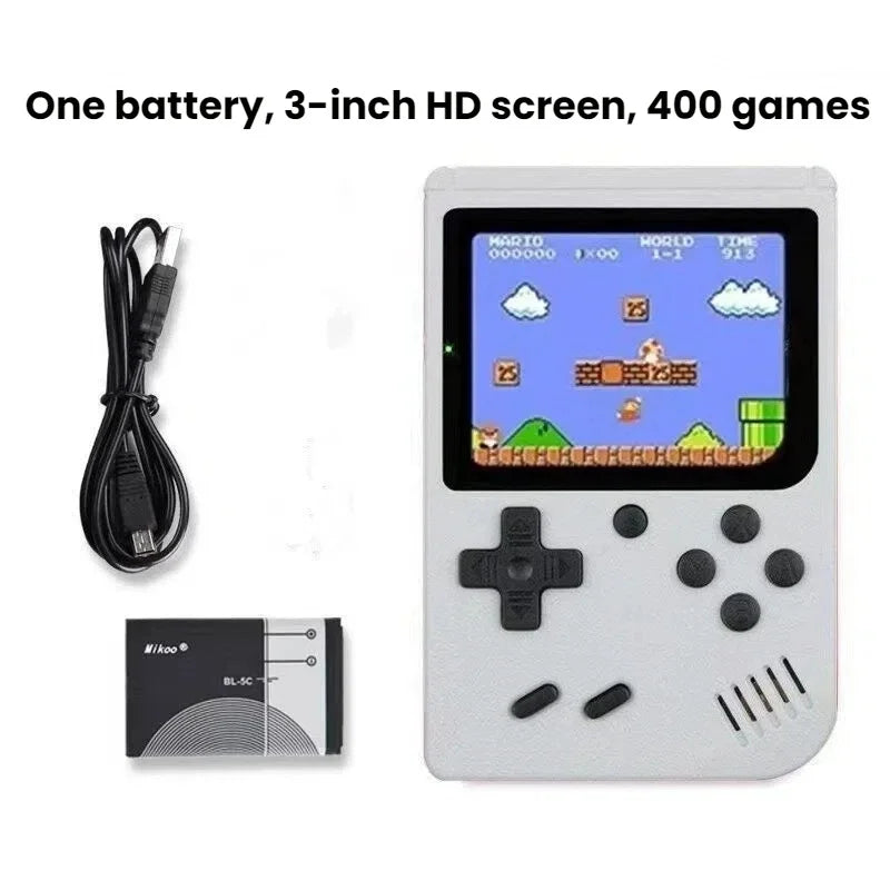 Retro Classic Handheld Game Console 400 Games Rechargeable Portable Mini Game Player Support TV Connection Kids Birthday Gift Good Vibrations