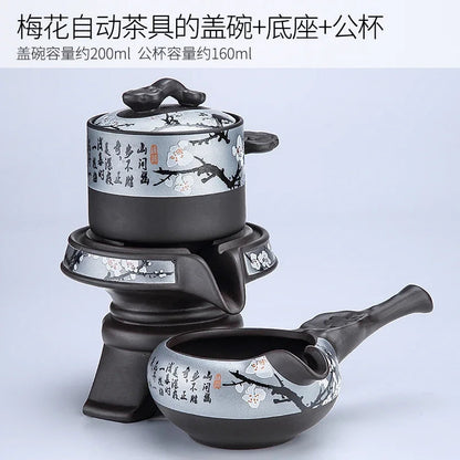 Chinese Purple Clay Tea Infuser Rotary Automatic Water Tea Set Beauty Teapot and Cup Set Traditional Zisha Tea Accessories Good Vibrations