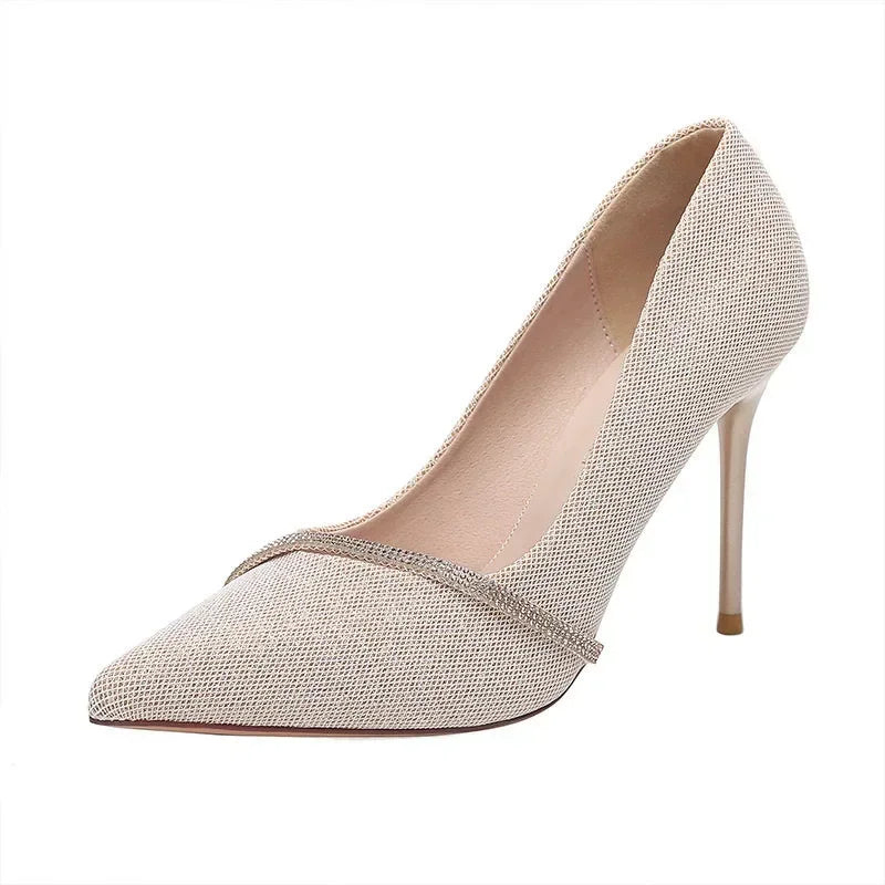 High Heels Women with 2024 New Spring and Autumn Pointy Women's Shoes Dress Wedding Shoes Temperament Banquet Single Shoes Good Vibrations