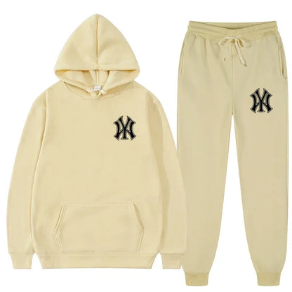 Men's running and fitness fashion casual sportswear set for autumn and winter, hooded sweatshirt + jogging pants two-piece set Good Vibrations