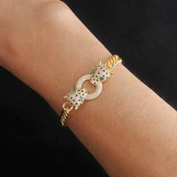 Classic Crystal Leopard Charm Bracelets for Women Fashion Brand Jewelry Set Delicate Zirconia Chain Choker Necklaces Party Gift Good Vibrations