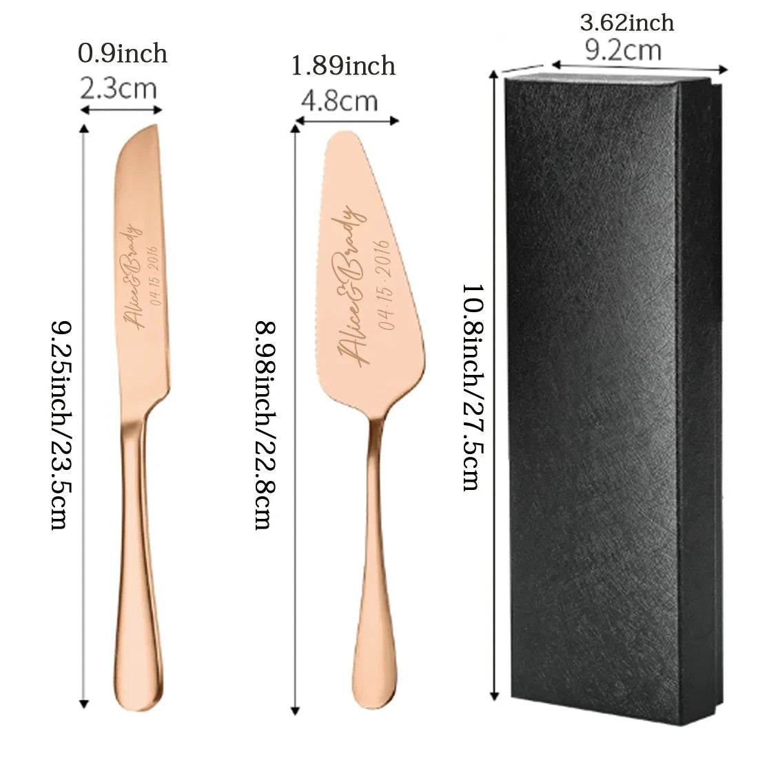 2pc custom engraved stainless steel cake knife set gift box, suitable for weddings, birthdays, all kinds of parties Good Vibrations