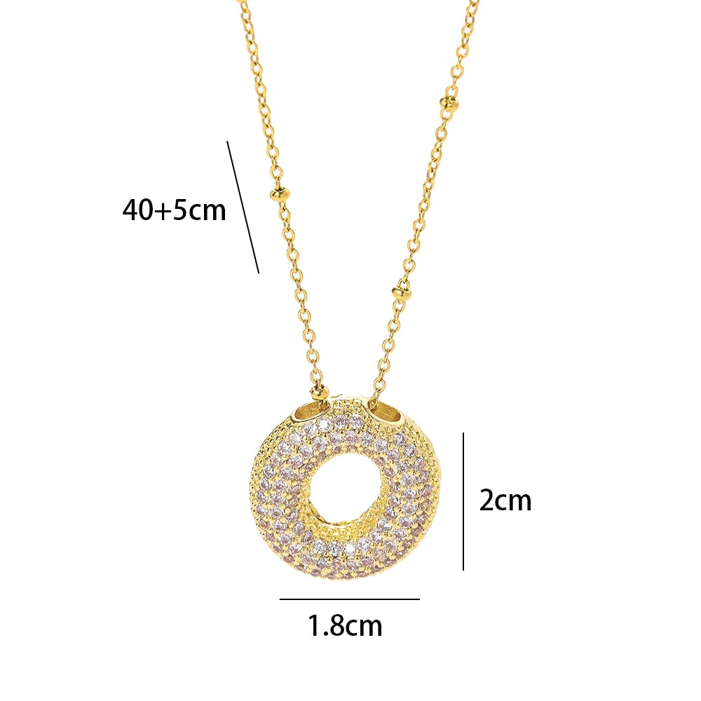 New Luxury Zircon Crystal 26 English Letters Stainless Steel Necklaces For Women Trendy Female Choker Chain Jewelry Wholesale Good Vibrations