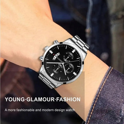 Fashion Men Watch Luxury Calendar Quartz Wrist Watch Business Watches Man Clock Male Bracelet Wristwatch Good Vibrations