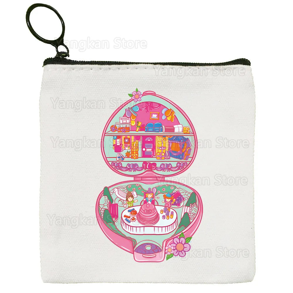 Kawaii Polly Pocket Bag Pure White Bag Handmade Cloth  Coin Purse Whiteboard Bag Handbag Good Vibrations