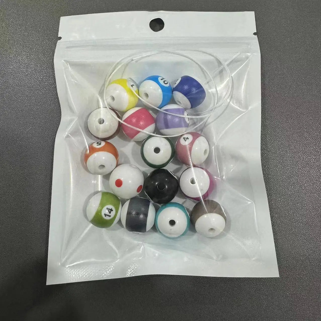 Middle Eight Billiard Bracelets for Women Men Hip Hop Rock Elastic Rope Couple Bracelets Jewellery Women Resin Beads Good Vibrations