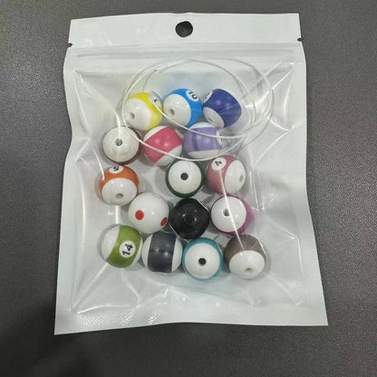 Middle Eight Billiard Bracelets for Women Men Hip Hop Rock Elastic Rope Couple Bracelets Jewellery Women Resin Beads Good Vibrations