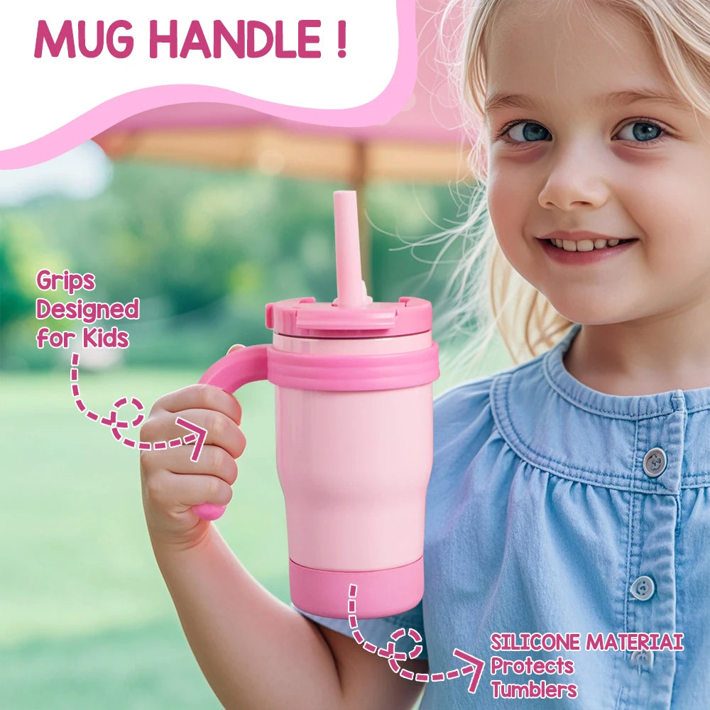 420ML Kids Thermos Bottle Leak Proof Tumbler With Handle Stainless Steel Travel Straw Mug For Toddler Boys Girls Christmas Gifts Good Vibrations