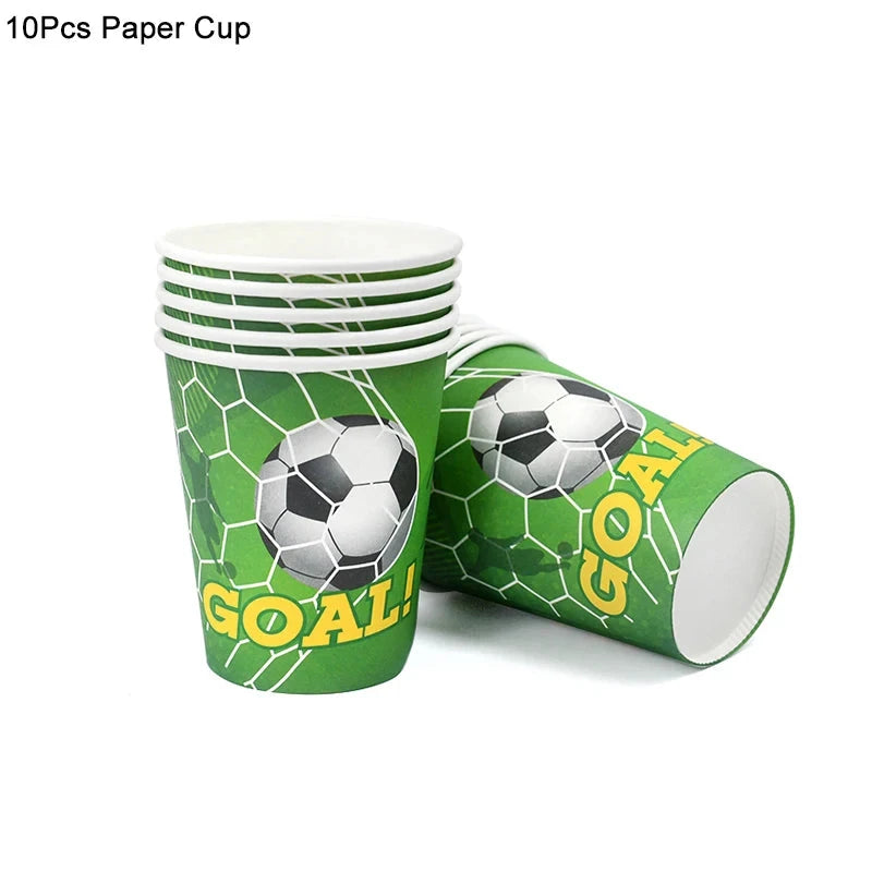 Soccer Party Disposable Tableware Paper Plates Cups Napkins Tablecloth Kids Boys Football Birthday Party Decoration Supplies Good Vibrations