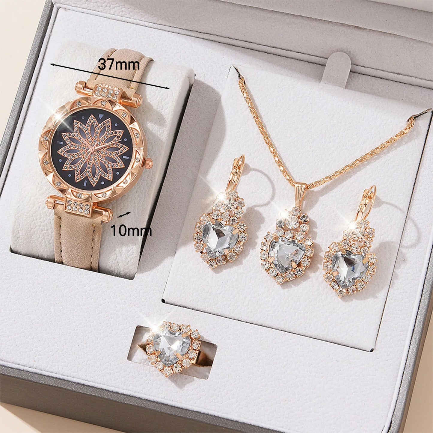 Watches Sets Gifts for Women Crystal Bling Wristwatch Jewelry Kit Gift for Mom Wife Girlfriend Good Vibrations Adult Super Store